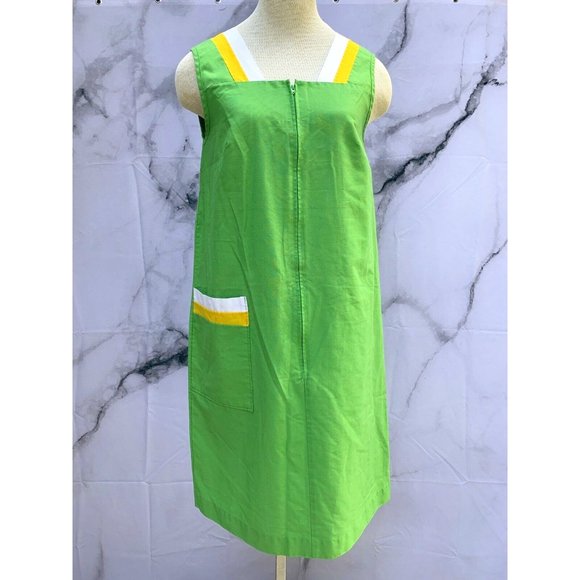Vintage Front Zip Shift Apron Dress Komar Size S - Picture 1 of 4